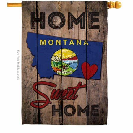 CUADRILATERO 28 x 40 in. State Montana Home Sweet American State Vertical House Flag with Double-Sided Banner CU3904696